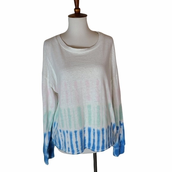 Splendid Scoop Neck White Tie Dye Sweatshirt Large NWT - Picture 2 of 9